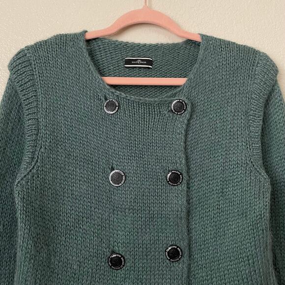 By Malene Birger Sweater Womens Medium Blue Alpaca Double Breasted Knit Preppy - Picture 4 of 13